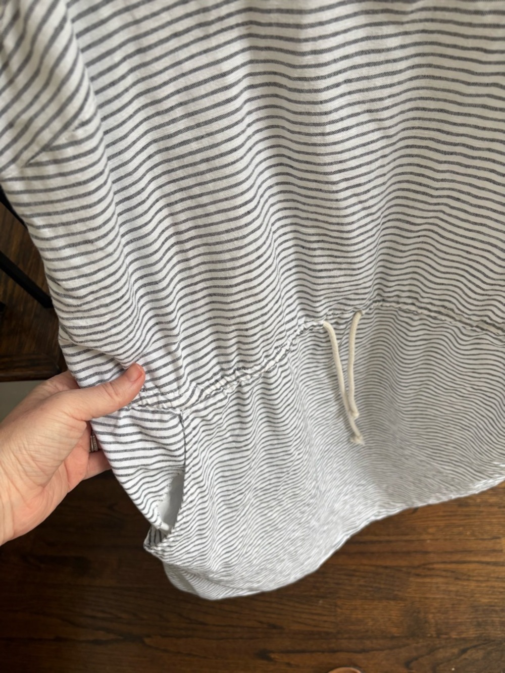 Gap Sleeveless Cotton Linen Blend Dress Cover Up Black White Stripe Draw String - Picture 3 of 6